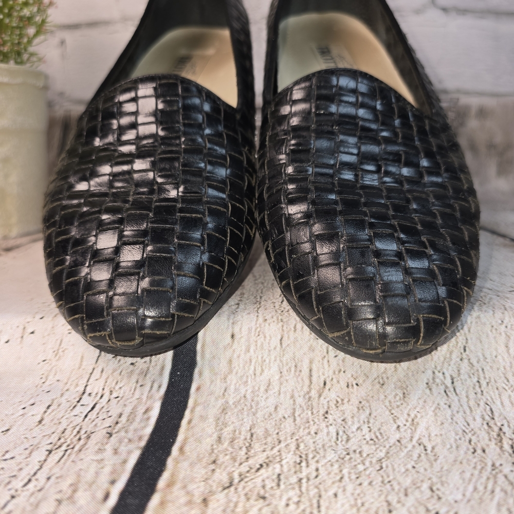 Trotters Black Woven Slip On Loafers Leather Womens Size 9 - Picture 6 of 10